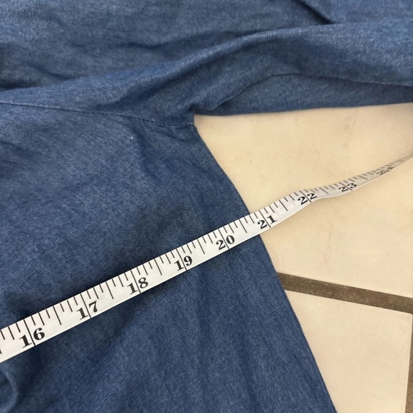 Speed Control Women’s Denim Off Shoulder Dress Blue Tie Sleeve Medium Casual - Picture 5 of 5